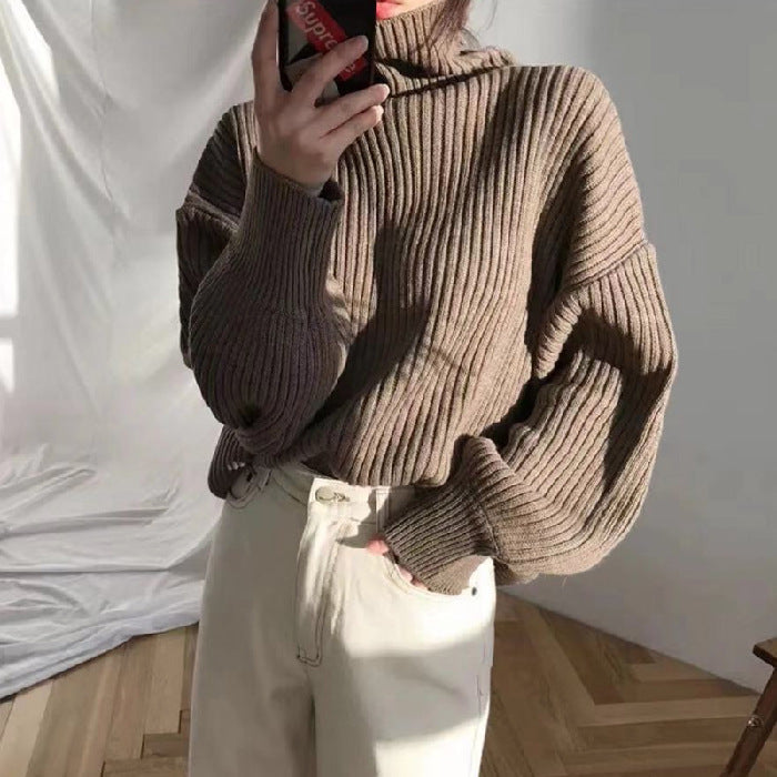 Jennifer | Luxury Pullover with High Collar and Balloon Sleeves