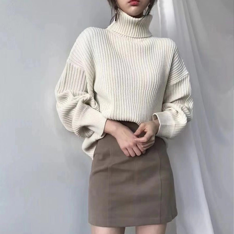 Jennifer | Luxury Pullover with High Collar and Balloon Sleeves