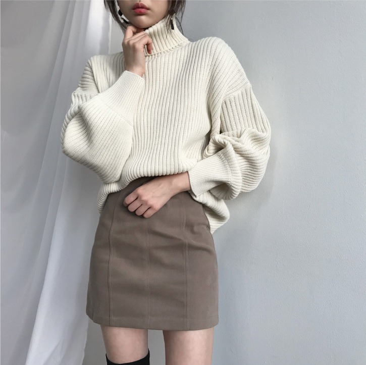 Jennifer | Luxury Pullover with High Collar and Balloon Sleeves