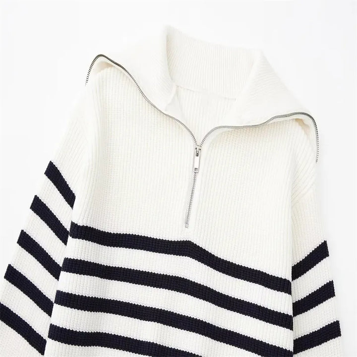 Brian | Striped Zip Sweater