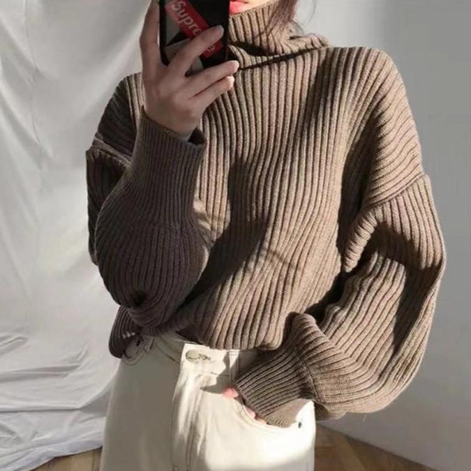 Jennifer | Luxury Pullover with High Collar and Balloon Sleeves