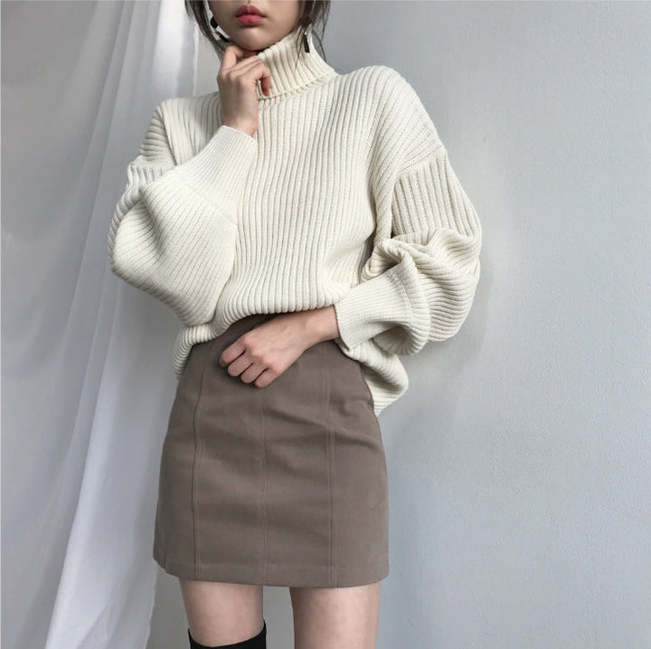 Jennifer | Luxury Pullover with High Collar and Balloon Sleeves